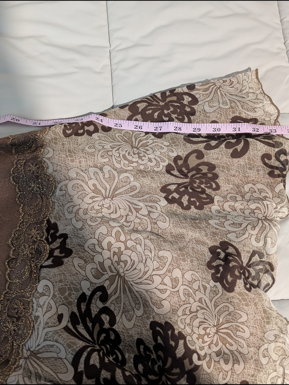 Violet Kay Vintage Fairy Chocolate Brown Floral Silk Lace Trim Midi Skirt L - Picture 4 of 6